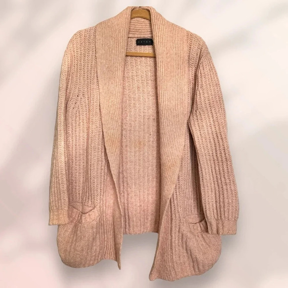 HATCH RIBBED WOOL AND COTTON-BLEND CARDIGAN IN Blush Pink - Picture 5 of 10